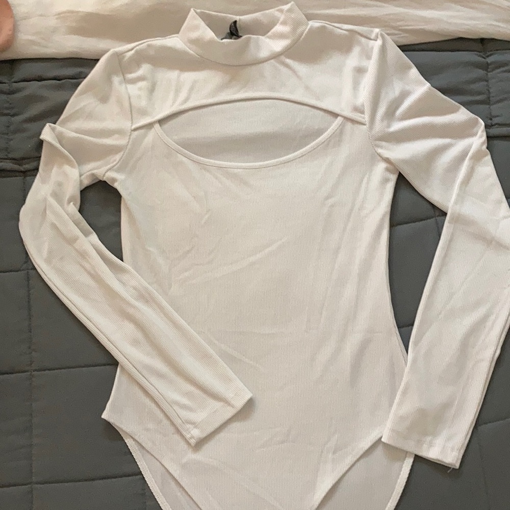 White cutout bodysuit